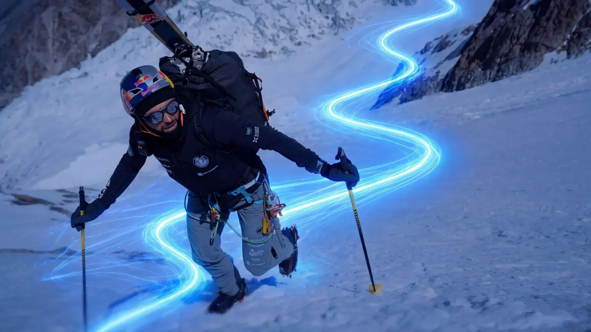 Grafika wyprawy Andrzeja Bargiela na Dhaulagiri z logo Comarchu